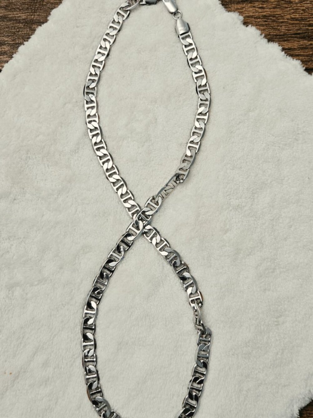 SOURCE UNKNOWN UNISEX Mariner Flat Solid Silver Chain Link Necklace - NWOT